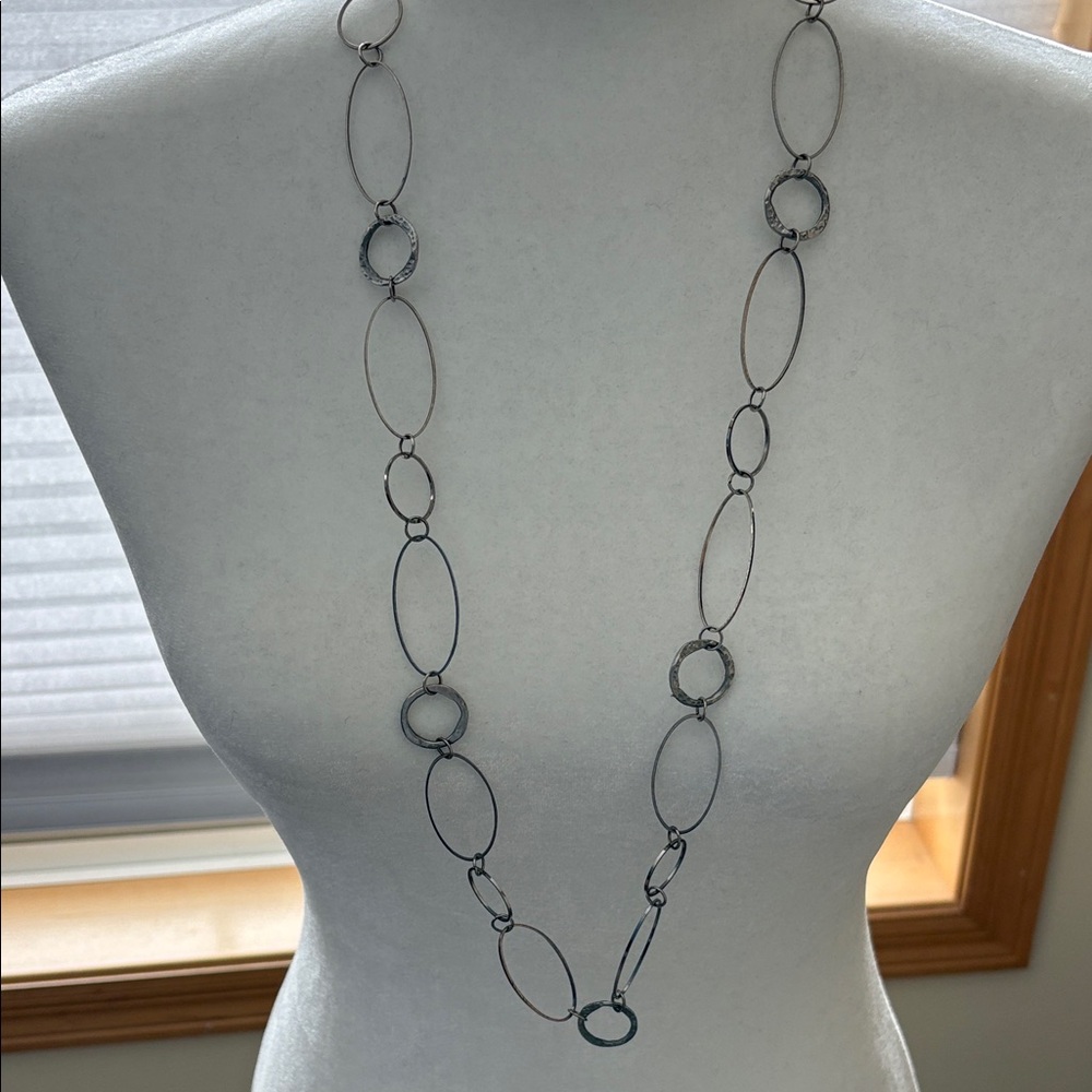 JJill Elegant Silver Oval Link Necklace